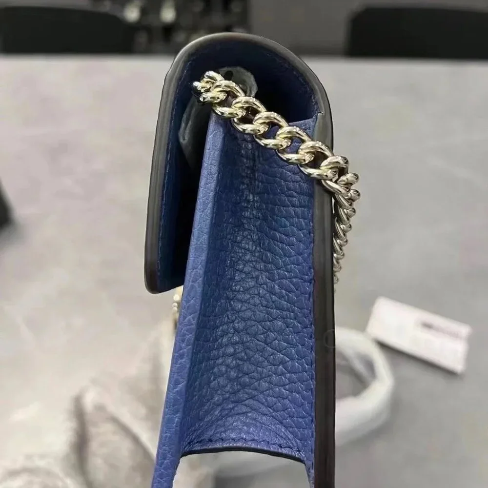NIB Gucci Interlocking GG Wallet On Chain (18 Card Slot) Blue